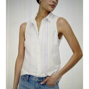 J.Crew $80 Sleeveless Cotton Poplin Blouse in Perfect Fit White Size M BT983